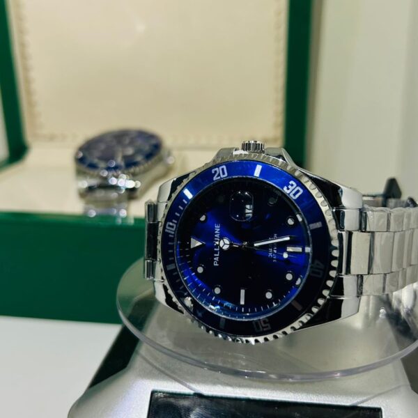 Relógio Prata Com Azul Modelo Rlex Pallyjane - Imagem 4