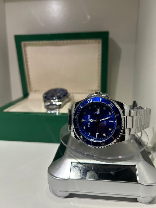 Relógio Prata Com Azul Modelo Rlex Pallyjane - Imagem 3