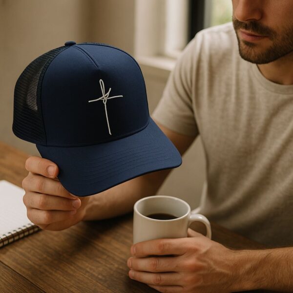Boné Fé Azul Marinho Trucker Telinha Unissex - Imagem 2