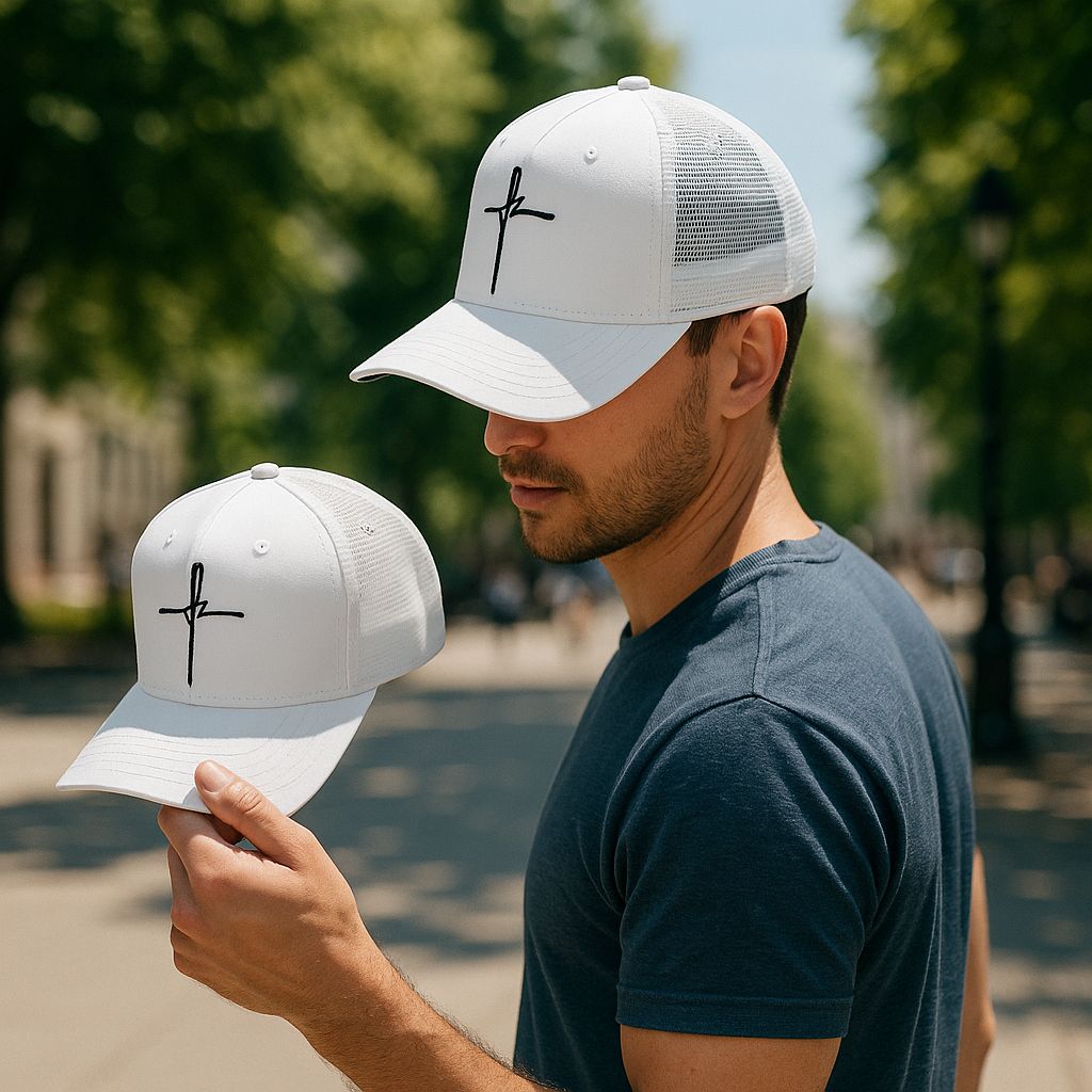 Boné Fé Branco Trucker Telinha Unissex