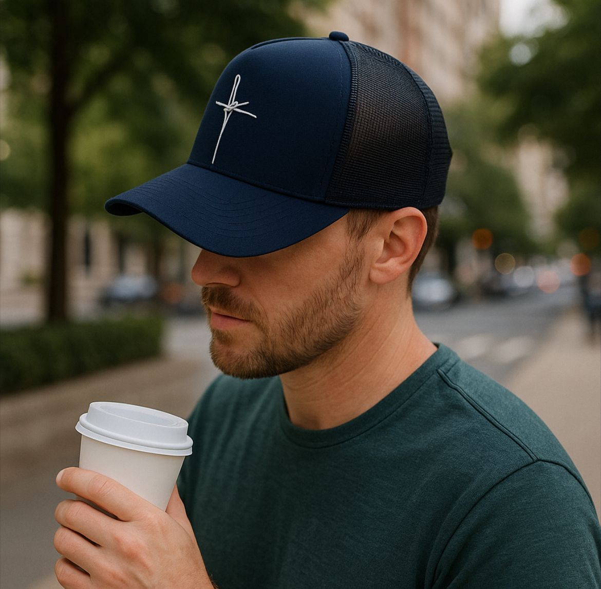 Boné Fé Azul Marinho Trucker Telinha Unissex