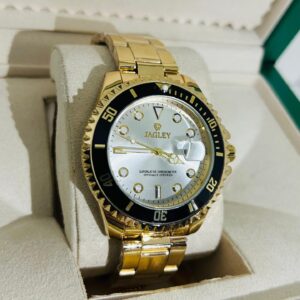 Relógio Dourado Com Preto (Fundo Branco) Modelo Rlex Jagley