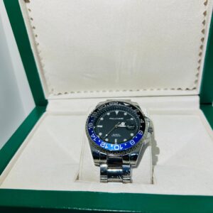 Relógio Prata Com Preto/Azul (Fundo Preto) Modelo Rlex Pallyjane