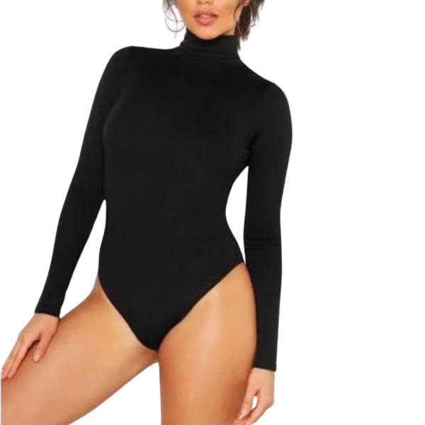 Body Preto Feminino Manga Longa com Gola Alta - Imagem 5