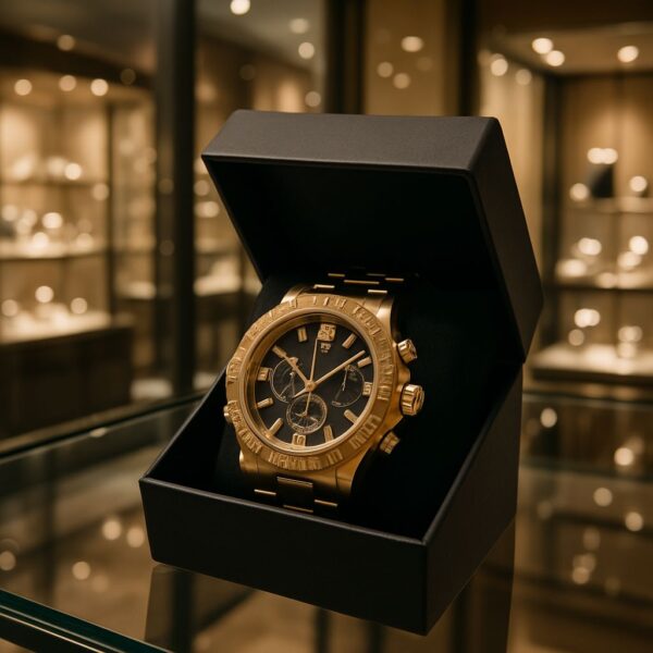 Relógio de Aço Dourado Masculino + Caixa Simples de Brinde