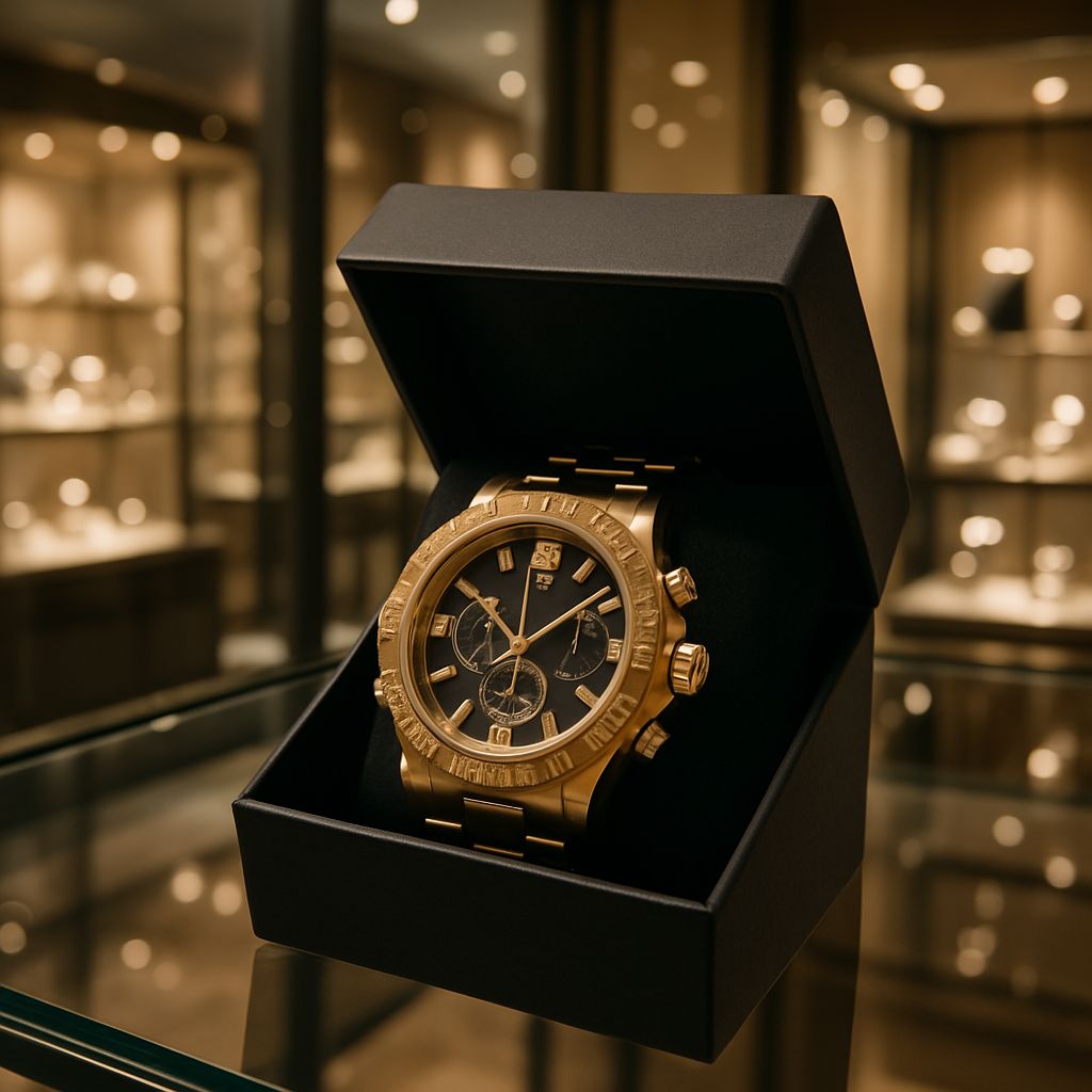 Relógio de Aço Dourado Masculino + Caixa Simples de Brinde