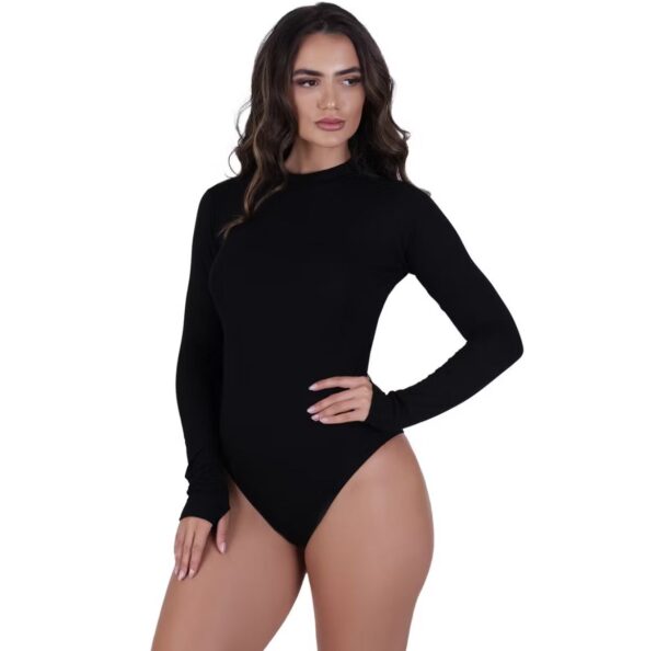 Body Preto Feminino Manga Longa com Gola Alta - Imagem 3